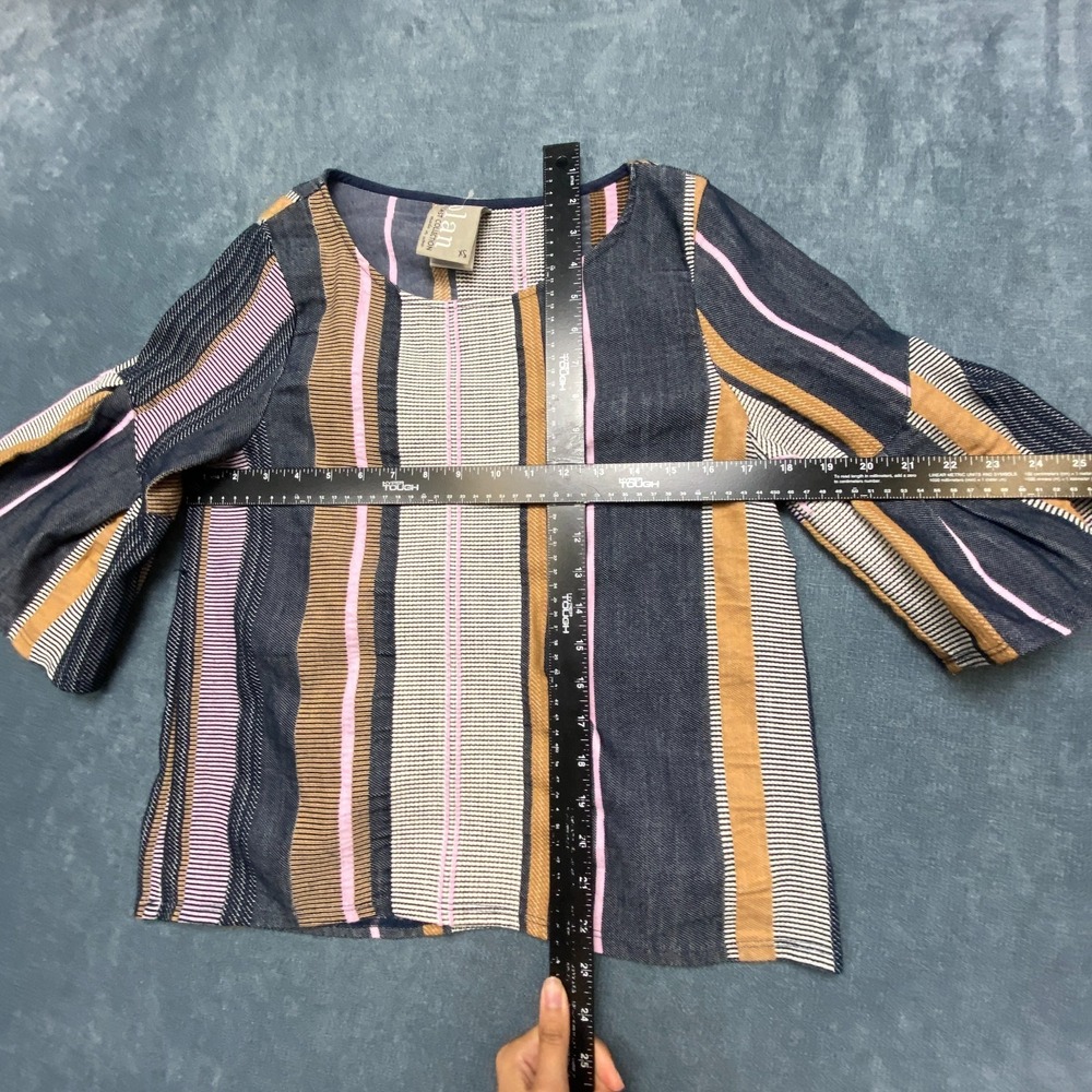 Anthropologie Dolan Left Coast Blouse Top Womens Multicolor Jacquard Bell Sleeve - Picture 6 of 14